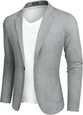 Casual Regular Fit Lightweight Linen Blazer (US Only) Blazer COOFANDY Store Solid Light Grey XS