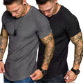 2 Packs Pleats Sleeve Muscle Gym Tee (US Only) T-Shirt COOFANDY Store Black/Grey S