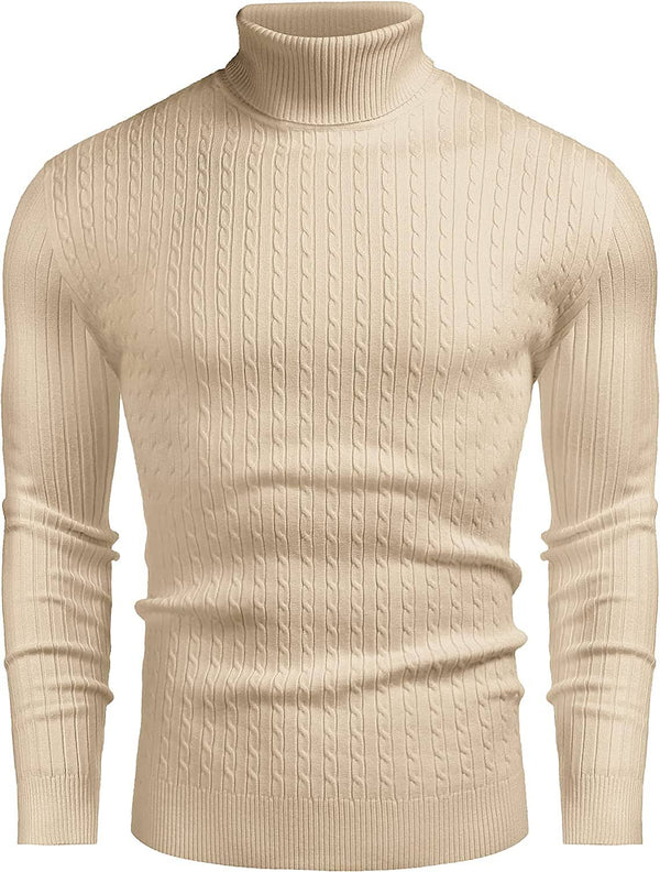 Twist Patterned Pullover Knitted Sweater (US Only) Sweater COOFANDY Store Light Khaki S