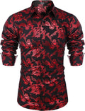 Luxury Design Floral Dress Shirt (US Only) Shirts COOFANDY Store Paisley-red S