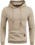 Gym Drawstring Plaid Jacquard Hoodie (US Only) Fashion Hoodies & Sweatshirts COOFANDY Store Khaki S