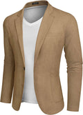 Casual Regular Fit Lightweight Linen Blazer (US Only) Blazer COOFANDY Store Dark Khaki XS