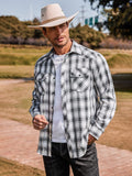Plaid Long Sleeve Casual Shirt with Pockets (US Only) Shirts COOFANDY Store