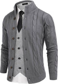 Coofandy Cardigan Cable Knitted Button Down Sweater (US Only) Sweaters COOFANDY Store Grey S
