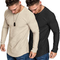2-Pack Muscle Fitted Workout T-Shirt (US Only) T-Shirt COOFANDY Store Black/Khaki S