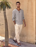 Coofandy Linen Style Simple Long-sleeved Shirt Shirts coofandy