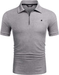 Slim Fit Zipper Polo Golf Shirt (US Only) Polos COOFANDY Store Grey S