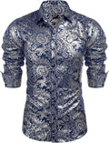Luxury Design Floral Dress Shirt (US Only) Shirts COOFANDY Store Blue M