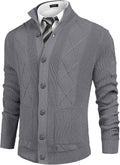 Casual Stand Collar Button Down Cardigan with Pockets (US Only) Cardigans COOFANDY Store Gray S