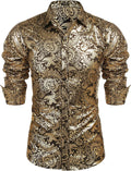 Luxury Design Floral Dress Shirt (US Only) Shirts COOFANDY Store Gold S