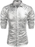 Luxury Design Floral Dress Shirt (US Only) Shirts COOFANDY Store White Sliver S