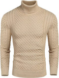 Slim Fit Turtleneck Knitted Twisted Pullover Sweaters (US Only) Sweaters Coofandy&