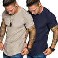 2 Packs Pleats Sleeve Muscle Gym Tee (US Only) T-Shirt COOFANDY Store Khaki/Navy Blue S