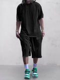 Casual Solid Color Tracksuits Set Sets coofandystore Black M