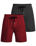 2-Pack Quick Dry Gym Shorts (US Only) Shorts coofandy Dark Grey/Wine Red S