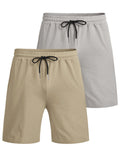 2-Pack Quick Dry Gym Shorts (US Only) Shorts coofandy Khaki/Light Grey S