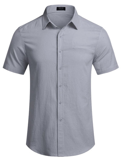 Casual Linen Button Down Shirt (US Only) Shirts coofandystore Grey S 