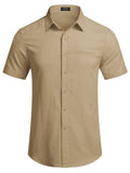 Casual Linen Button Down Shirt (US Only) Shirts coofandystore Khaki S