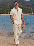 Casual Linen Style Beach Shirt Sets (US Only) Sets coofandystore Khaki S