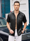 Casual Silk Satin Short Sleeve Shirt (US Only) Shirts coofandy