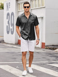 Casual Silk Satin Short Sleeve Shirt (US Only) Shirts coofandy
