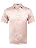 Casual Silk Satin Short Sleeve Shirt (US Only) Shirts coofandy