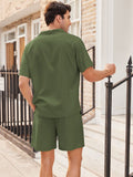Casual Linen Short Sleeve Shirt Sets (US Only) Sets coofandystore