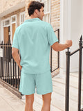 Casual Linen Short Sleeve Shirt Sets (US Only) Sets coofandystore