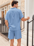 Casual Linen Short Sleeve Shirt Sets (US Only) Sets coofandystore