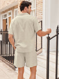 Casual Linen Short Sleeve Shirt Sets (US Only) Sets coofandystore