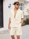 Casual Linen Short Sleeve Shirt Sets (US Only) Sets coofandystore Light Khaki S