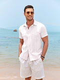 Casual Linen Cuban Shirts (US Only) Shirts coofandystore White S