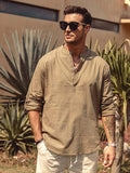 Coofandy Cotton Linen Style Henley Shirt (US Only) Shirts coofandy