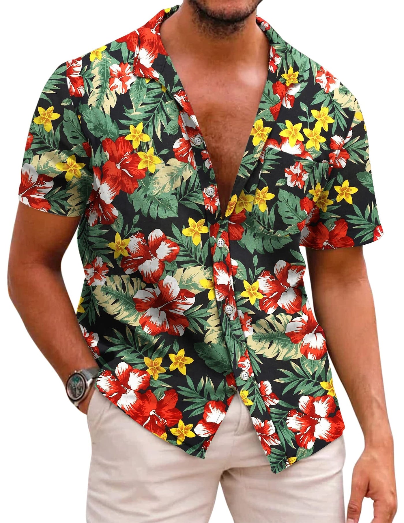 Coofandy Hawaiian Floral Shirts (US Only) Shirts coofandy B- Navy Blue S 
