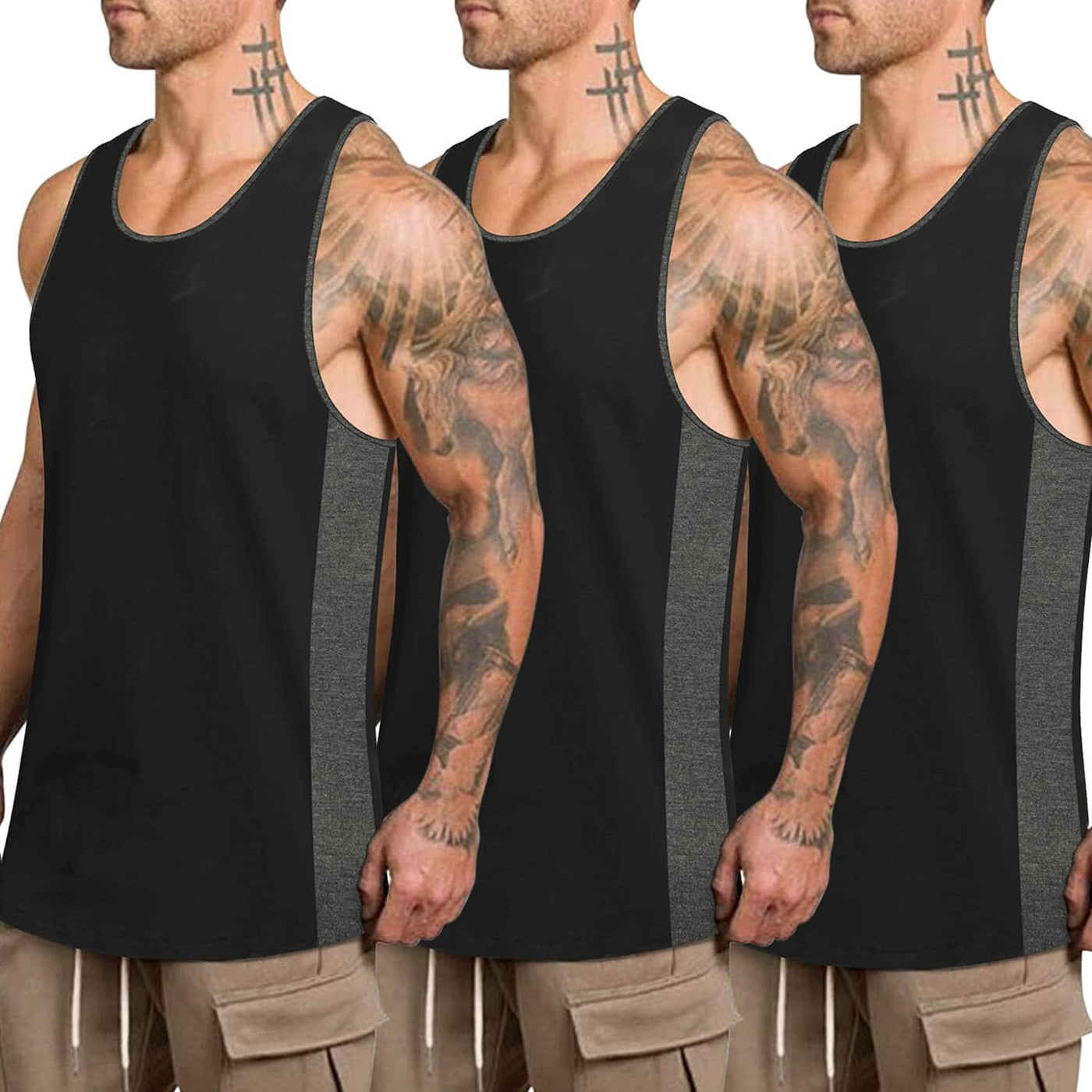 Coofandy 3 Pack Workout Tank Top (US Only) Tank Tops coofandy Black/Black/Black S 