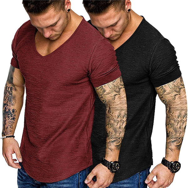 Coofandy 2 Pack Muscle T Shirt (US Only) T-Shirt coofandy Black/ Red S