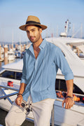 Cotton Beach Button Down Long Sleeve Shirt (US Only) Shirts Coofandy&
