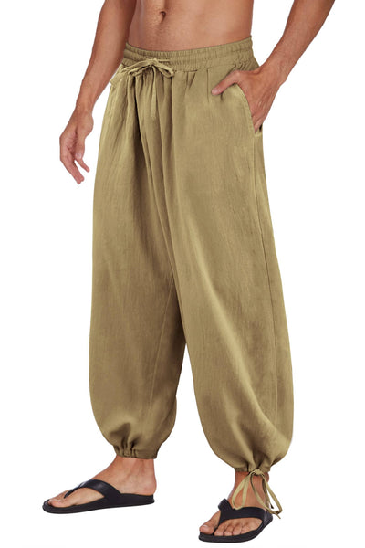 Coofandy Cotton Linen Style Loose Yoga Pants (US Only) Pants coofandy Dark Khaki S 