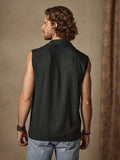 Solid Button Sleeveless Cotton Linen Casual Shirt Shirts coofandystore