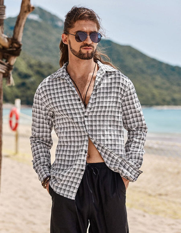 Coofandy Plaid Cotton Shirt coofandystore