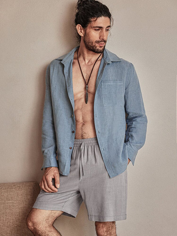 Casual Nature 100% Linen Shirt Shirts coofandystore Blue M