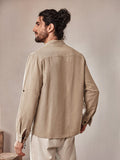 Casual Drawstring Linen Blend Shirt Shirts coofandystore