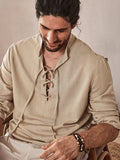 Casual Drawstring Linen Blend Shirt Shirts coofandystore