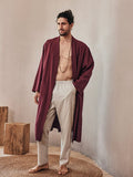 Cozy Loose Cotton Linen Outerwear Outerwear coofandystore Deep Red M