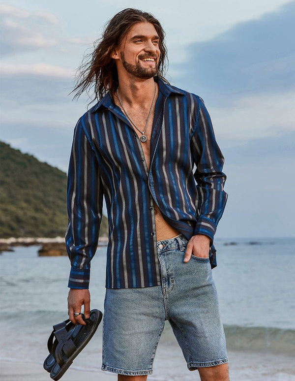 Coofandy Striped Texture Shirt coofandystore