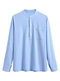 Linen V-neck Beach Long-sleeved Shirt Shirts & Polos coofandystore