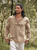 Casual Drawstring Linen Blend Shirt Shirts coofandystore