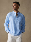 Linen V-neck Beach Long-sleeved Shirt Shirts & Polos coofandystore