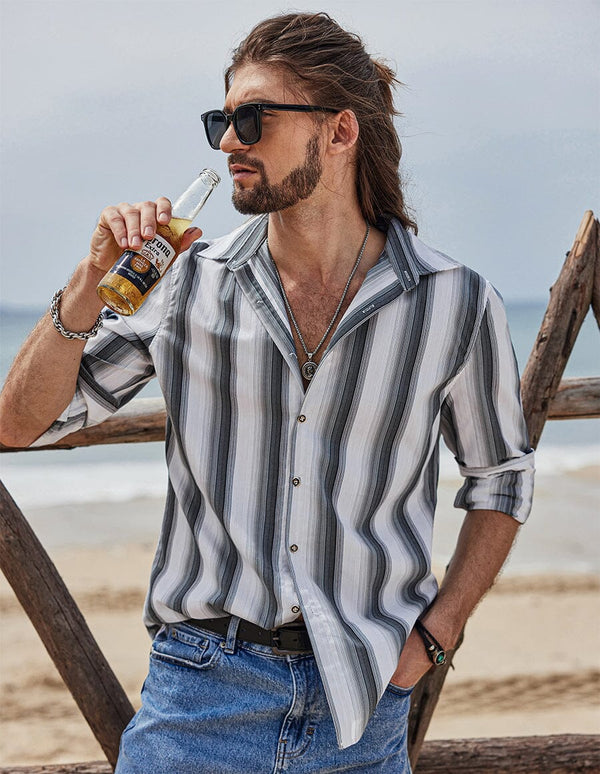 Coofandy Striped Pattern Shirt coofandystore