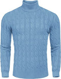 Slim Fit Turtleneck Twisted Knitted Pullover Sweater (US Only) Sweaters COOFANDY Store Light Blue XS